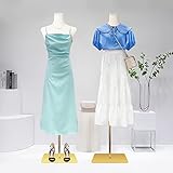 SHAREWIN Female Mannequin Torso Women Dress Forms for Sewing Manicanequin Body High Stability Gold Metal Stand for Clothing Dress Jewelry Display Adjustable Height 50”-70” Thin Body