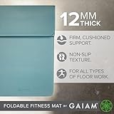 Gaiam Easy-Fold Workout Mat, Extra-Long 72" x 24" (Seafoam), 12mm Extra Thick Yoga Mat, Foldable Design for Compact Storage, Durable, Non-Slip Exercise Mat for Floor Work, Pilates, Home Gym Workout