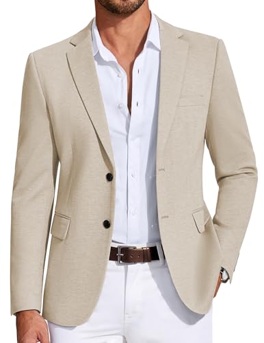COOFANDY Blazer Men Big and Tall Sport Coat Business Casual Western Suit Jacket Light Khaki, S