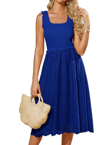 GRACE KARIN 2025 Womens Summer Square Neck Simple Cute Casual Sleeveless Dress Royal Blue XL