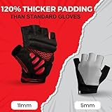 Wadmitts Fingerless Bike Gloves for Cycling - 11mm Thick Padded Bicycle Gloves for Men & Women, Sweat Absorbent, Breathable and Comfortable (X-Large)