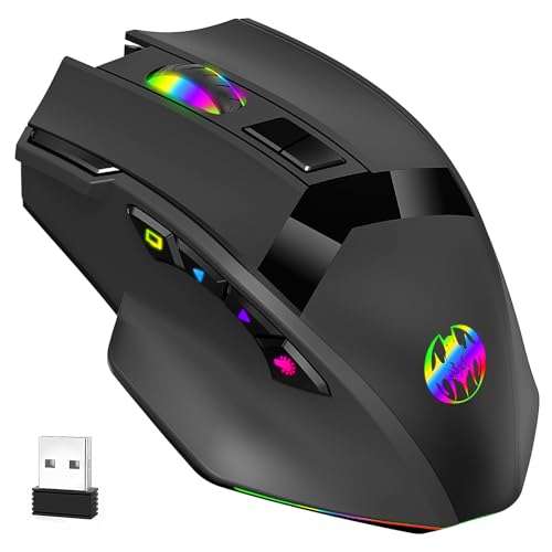 JMNGSHU Wireless Gaming Mouse, 10 Buttons, 19K DPI Adjustable, Bluetooth 2.4GHz Dual Mode, Lightweight Design with RGB Breathing Light - Quiet Click for Gaming & Office, Multi-Platform Compatible