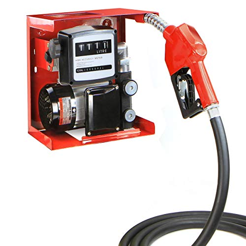 Stark USA 550W Electric Diesel Fuel Transfer Self Priming Electric Fuel Pump 16 GPM, w/Display Meter Discharge Hose & Fuel Nozzle Set