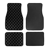 Generic 4PCS Universal Checkered Style Black Fabric Car Floor Mats Interior Carpets