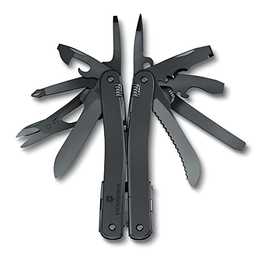 Victorinox Swiss Tool Spirit MXBS Swiss Army Knife, 24 Function Swiss Made Multitool with Large Blade, Pliers and Wire Cutter - Black with Nylon Pouch