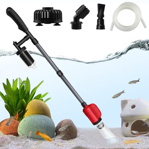 BSTCWCP Electric Aquarium Vacuum Gravel Cleaner, 36W 6 in 1 Multifuction Automatic Fish Tank Gravel Cleaner Vacuum for Wash Sand & Water Changer