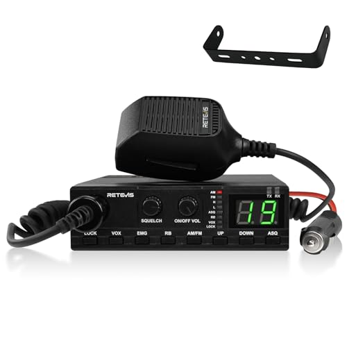 Retevis MB2 AM/FM Professional CB Radio, 40 Channels Mini Radio, Easy to Operate, Squelch Knob ASQ, VOX, Auto-Scan, CB Mobile Radio for Truckers, Black