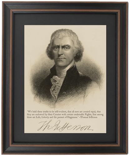 Thomas Jefferson, Portrait & Quote, "We hold these truths to be self-evident...". Handmade in the USA. (Poster)