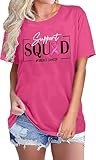 AMWIPE Pink Ribbon Shirts for Women Breast Cancer Awareness Tshirts Ribbon Graphic Print Tee Inspirational Breast Cancer Tops