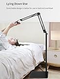 BluuSuuk Tablet Floor Stand with Double Weight Base, Overhead Bed Phone Mount Height Adjustable Arm Stretchable Stand Holder, Compatible with iPad Mini Air Pro, Galaxy Tab, Kindle, Switch, Cell Phones