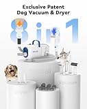 oneisall Dog Vacuum & Dryer for Shedding Grooming, 8 in 1 Dog Grooming Kit with Metal Blades Pet Clippers, Adjustable Speed and Temperature Control Dog Blower