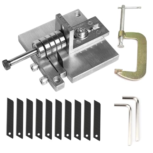 WUTA Leather Strip Cutting Machine Leather Strap Cutter 60MM Leather Belt Cutting Machine with G-Clamps, 10 Blades, and 2 Wrenches