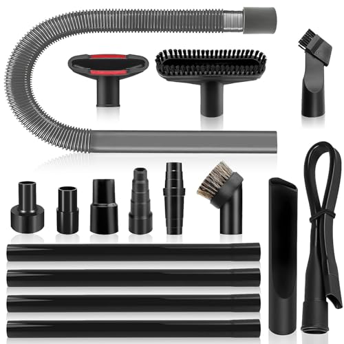 16-Piece 1 1/4 Inch Shop Vac Attachments Cleaning Kit With Vacuum Extension Wand/Dryer Lint Vac Attachment/Flexible Crevice Tool (Hose Adapters for 1 1/4" to 2 1/2"Hoses)