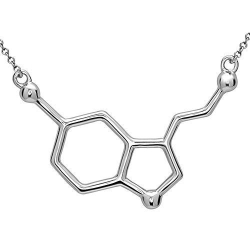 Serotonin Happiness Molecule Necklace - 925 Sterling Silver in Silver Finish Jewelry for Mental Wellness & Unique Gifts