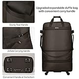 Hanke Suitcases with Wheels Expandable Foldable Luggage Bag Suitcase Collapsible Rolling Travel Bag Duffel Bag for Men Women Lightweight Suitcases without Telescoping Handle, Coffee