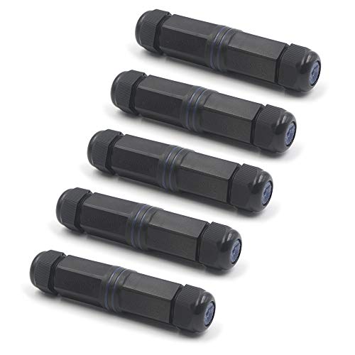 VCE IP68 Waterproof Ethernet Coupler 1000Mbps, CAT6/CAT5E/CAT5 Female to Female Adapter PoE, Shielded Outdoor RJ45 Connector 5-Pack