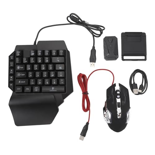 Keyboard Mouse Converter Set 4 in 1 Mobile Game Combo Pack with Keyboard Mouse Converter, Gaming Mouse, One Handed Keyboard, and Phone Stand, for Mix Pro Converter,