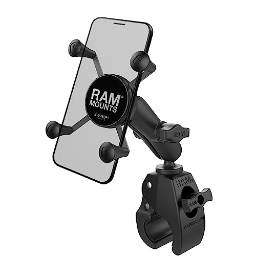 RAM MOUNTS X-Grip Small Phone Mount with RAM Tough-Claw Small Clamp Base RAM-B-400-HOL-UN7BU with Medium Arm for Motorcycle, ATV/UTV, Bike
