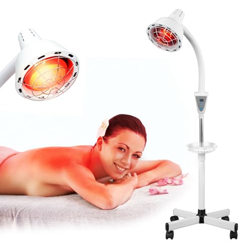 Infrared Lamp with Stand, Infrared Light Therapy Lamp, 275W Near Infrared Heat Lamp for Body or Pain and Muscle Aches Therapy, Adjustable Red Light Standing Lamp Set