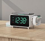 Emerson Smartset Dual Alarm Clock FM Radio with Wireless Charging, Bluetooth Speaker, Ultra Fast Charging for Airpods/iPhone, Foldable Stand, USB Charger, Adjustable LED Glow, ER100501