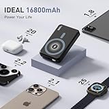 2025 Latest Magnetic Wireless Power Bank, 16800mAh Portable Charger with 2 Built in Cables, LED Display Magnetic Battery Pack Travel Essentials for iPhone 16/15/14/13/12/Pro/Mini/Pro Max Andriod