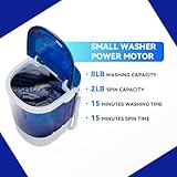 ZENY Portable Mini Washing Machine 8 lbs Washing Capacity Semi-Automatic Compact Washer Spinner Small Cloth Washer Laundry Appliances for Apartment, RV, Camping, Single Translucent Tub Blue