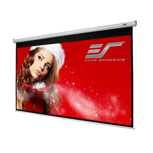 Elite Screens Manual B, 100-INCH Manual Pull Down Projector Screen Diagonal 16:9 Diag 4K 8K 3D Ultra HDR HD Ready Home Theater Movie Office Presentation, M100H