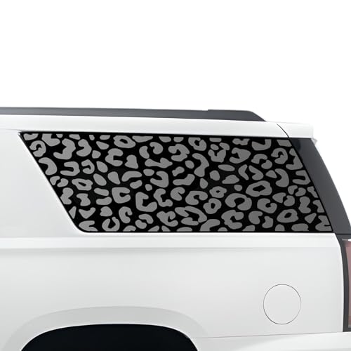 BOGAR TECH DESIGNS Precut for GMC Yukon XL 2015-2020 Quarter Window Leopard Cheetah Print Vinyl Decal Sticker, Matte Black