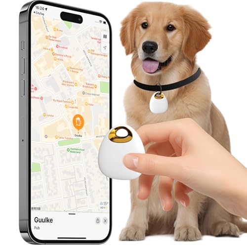 GPS Tracker for Dogs & Cats – Waterproof, Lightweight, Mini Real-Time Pet Locator with 1-Year Battery, No Subscription or SIM Required, Track History, iOS & Android Compatible
