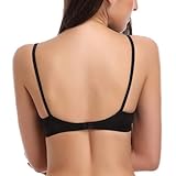 Wingslove Women's Sexy 1/2 Cup Lace Bra Balconette Mesh Underwired Demi Shelf Bra Unlined See Through Bralette (Black, 34B)