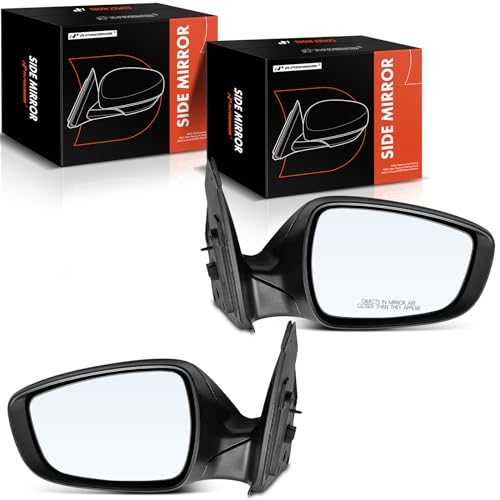 A-Premium Pair (2) Driver and Passenger Side Power Door Mirror - Compatible with Hyundai Accent 2012-2017 - Non-Heated Manual Folding Textured Black Outside Rear View Mirror - Replace# 876101R250