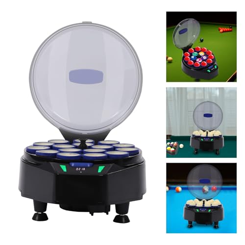 Billiard Ball Cleaner and Polisher for 16 Balls, 180W Polishing Cleaning Machine Automatic Pool Ball Polishing Cleaning Machine Electric Ball Cleaning Machine with LCD Display for Billiard Rooms&Clubs