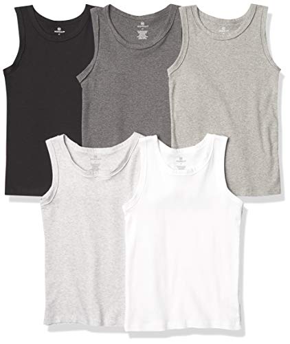 HonestBaby Muscle Tee Sleeveless Toddler T-Shirt Multi-Packs, 5-Pack Gray Ombre, 3T