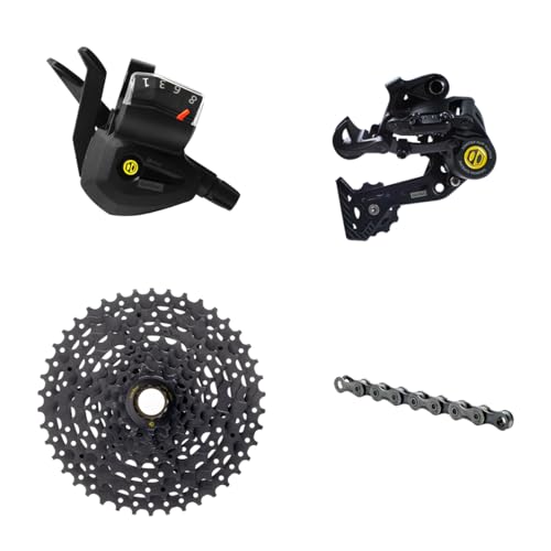 Box Four 8 Speed Single Shift E-Bike Cycling Groupset with Rear Derailleur, Bike Shifters, E-Bike Cassette, Chain, Shift Housing Kit Components Mountain Bike Drivetrain Upgrade