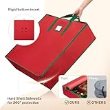 MaidMAX Christmas Wreath Storage Container 30 inch, Hard Shell Wreath Storage Bag with Inner Pocket, Sturdy Handles and Zippers, 600D Oxford Holiday Ornament Wreath Storage Box (RED, 2pcs)