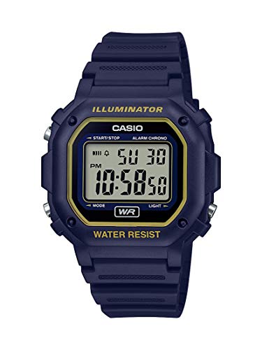 Casio F108WH Series | Men's Digital Watch | Illuminator | Blue | Water Resistant | LED Light | Daily Alarm | 1/100 SEC Stopwatch | 3 Hands (HR, Min, SEC) | Date/Day Display | Daily Alarm | 7 Yr Batt