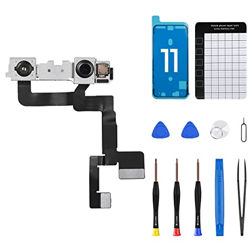 DGSCSMY for iPhone 11 Front Camera Replacement Repair Kit 12MP 6.1", iPhone11 OEM Facing Lens Module Part Structured Light Receiver Transmitter Connector Replace Fix Tools for A2111 A2223 A2221