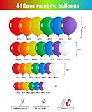 412pcs Rainbow Balloon Arch Kit Assorted Colors 18 12 10 5 Inch, Different Sizes Matte Latex Colorful Balloons for Baby Shower Birthday Wedding Party Decorations