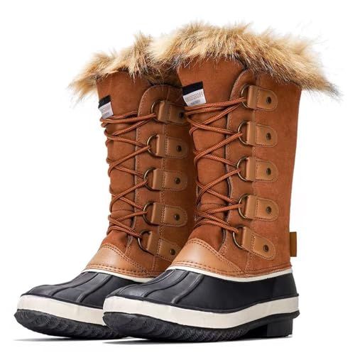 Project Cloud Womens Snow Boots - Genuine Leather Memory Foam Insole Fur Mid-Calf Winter Snow Boots for Women Footwear - Lightweight Non-Slip Outdoor Shoes (Ventura,TAN,6)