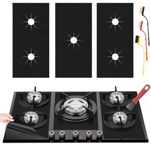 3Pcs Stove Guard for Gas Stoves, 0.3mm Stove Top Covers for Gas Burners, Easy-Clean Reusable Stove Surface Shields-Heat-Resistant Gas Range Protectors, Burner Covers for Gas Stovetop