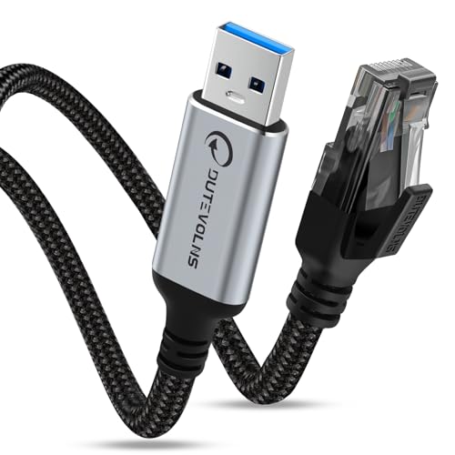 Dutevolns USB to Ethernet Cable 5 FT, USB 3.0 A to RJ45 Male Nylon Adapters, Gigabit Directly Connected, Compatible for Laptop, Desktop PC, Switch, Windows 10 and Windows 11