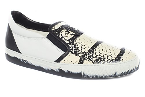 Roberto Cavalli7799/RC Mens White/Black Slip on Sneakers
