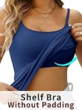 V FOR CITY Shelf Bra Camisole Tank for Women Adjustable Strap Cami Summer Cotton Sleeveless Sleep Tops 3 Pack Black/Navy/White M