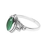 Malachite Stone Ring, 925 Sterling Silver Ring For Women Girls, Statement Promise Ring, Natural Gemstone Ring, Handmade Ring Christmas Gifts For Her, Ring Size US 7