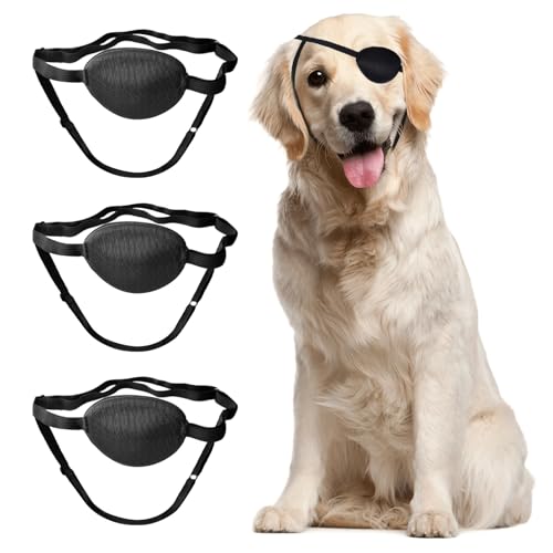 3pcs Upgrade Dog Eye Patch - Premium Single Eyepatch, Protective Eye Cover for Small, Medium & Large Dogs & Cats with Injuries & Wounds