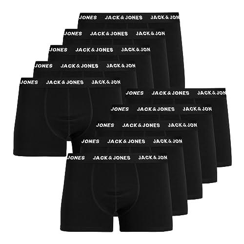 JACK & JONES Men's Boxer Shorts Trunks Pack of 10, - Black, Large