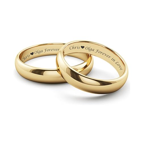 Personalized Couples Gold Tungsten Ring Set Custom Engraved Free In Any Language - Ships from USA