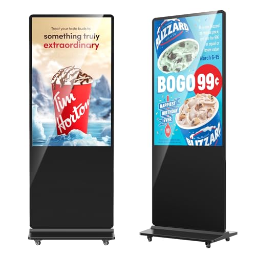HomeTreeX 55'' Digital Signage Display Smart Android LCD Sign Kiosk Electronic Menu Board Advertising Display Screen Monitor HDMI WiFi USB 4K Media Video Player (Non Touch Screen,Black)