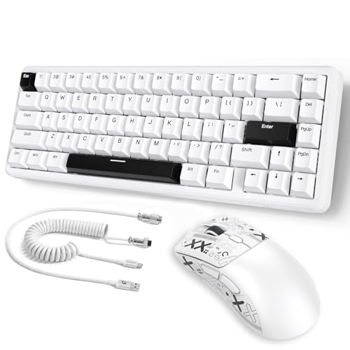 ATTACK SHARK X65 HE Wired Magnetic Switch Keyboard and R1 Mouse Combo, Rapid Trigger Gaming Keyboard, 8KHz Polling Rate,Adjustable Actuation,Superlight BT/2.4G/Wired Mouse,18K DPI for Win/Mac,White
