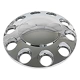 2 Chrome Front Hub Axle Cover Center Caps with 33mm Lug Nut Covers Replacement for Semi Truck 20 in, 22.5 in and 24.5 in Wheels